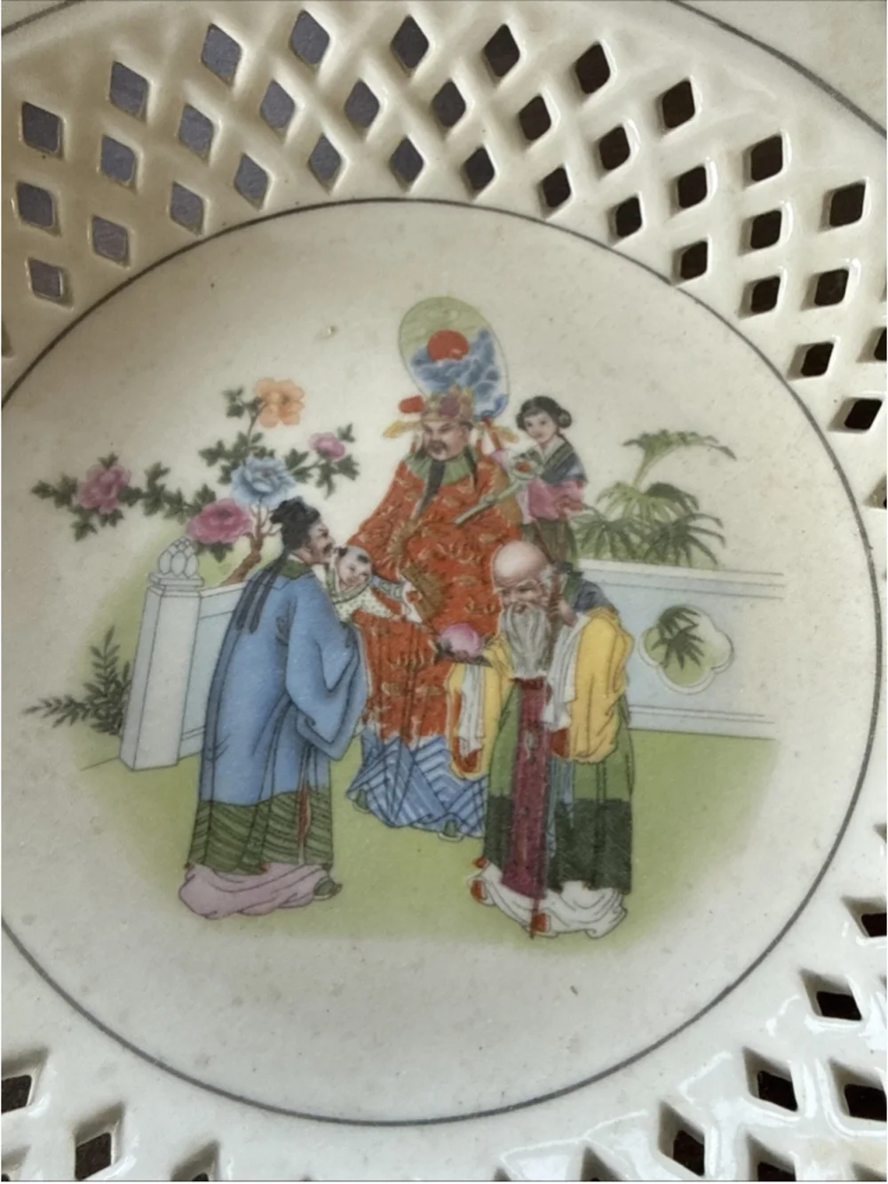 Furnishing Porcelain Wares Lattice Fruit Bowl Asian Chinese